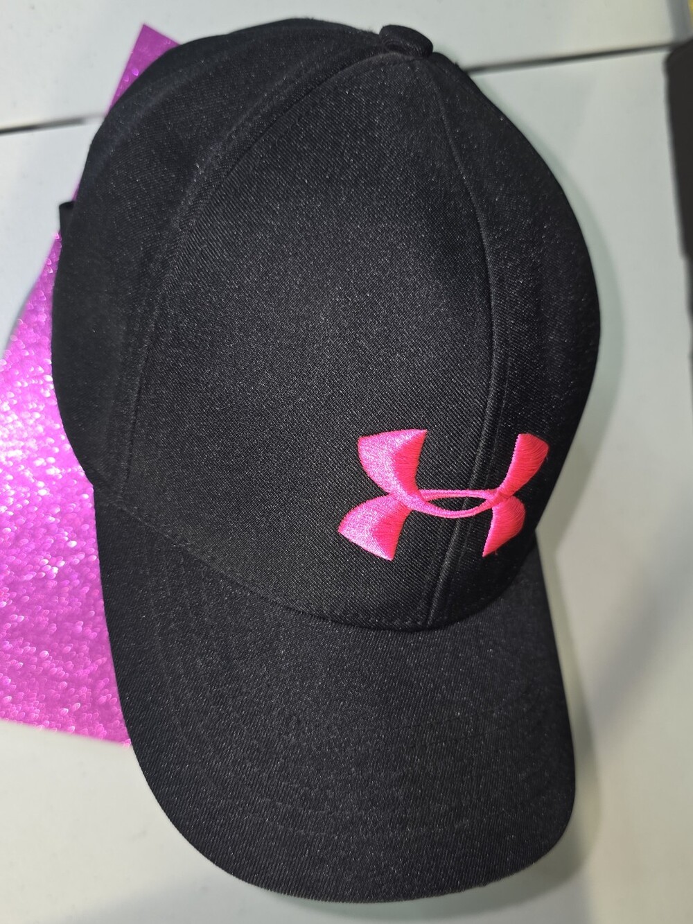 Under Armour Black Cap with Pink Logo